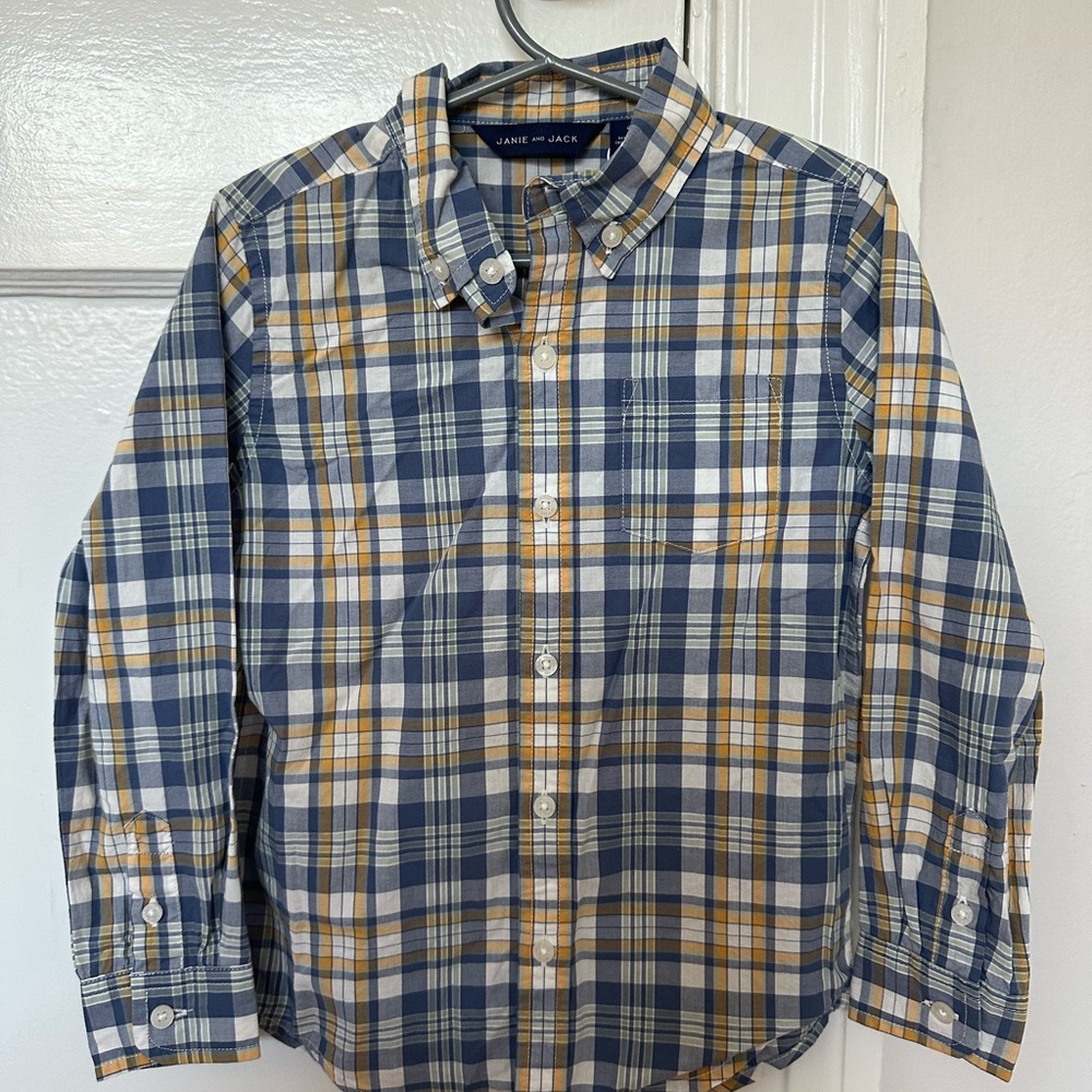 Janie and Jack Blue and Yellow Button Down Shirt